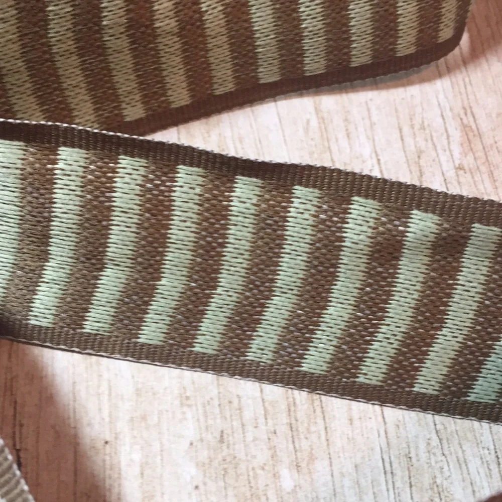 Green Brown Stripe Ribbon 2yards